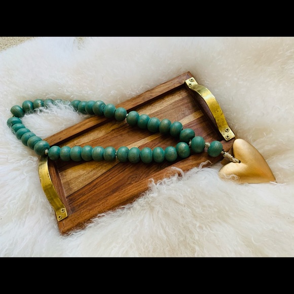 Mango Wood Bead Strand with Heart - Picture 5 of 5